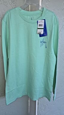 Guy Harvey Kids Four Bills Long Sleeve T-Shirt Green Graphic on Back Size L New